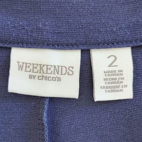 Chico's Weekends Blue Shimmer Animal Print Vest - Picture 3 of 5